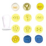 Kit 6 Carimbo Futebol 2cm Marcador Brigadeiro Doce Blue Star