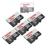 Kit 6 Cartão Memória 32gb Micro Sd Ultra Sandisk Com Nfe