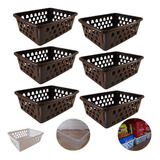 Kit 6 Cesto Multiuso Organizador Gaveta Lavanderia (20x15,5)