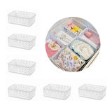 Kit 6 Cesto P Organizador Branco Gaveta Cômoda Armário Bebê 