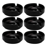 Kit 6 Cinzeiro Porcelana Preto Cinzeiros Redondo 8,5cm
