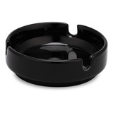 Kit 6 Cinzeiro Preto Porcelana Cinzeiros Redondo Liso Hotel