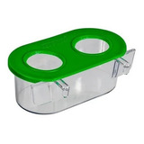 Kit 6 Comedouro Para Pássaros Com Gancho - 2 Furos Verde