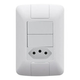 Kit 6 Conjunto Interruptor 2 Teclas 6a C/ Tomada 20a 250v