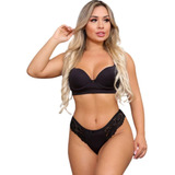 Kit 6 Conjuntos Soutien Sutiã Calcinha Liso Cores Sortidas 