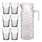 Kit 6 Copos Bristol 200ml E 1 Jarra Diamante 1l Transparente