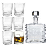 Kit 6 Copos De Whisky + Whiskeira Licoreira De Vidro Cristal