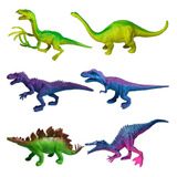 Kit 6 Dinossauros De Borracha Coloridos