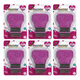 Kit 6 Dr Pentinho Pente Fino Aço Piolho Lêndea Limpador Rosa