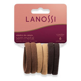 Kit 6 Elásticos De Cabelo Sem Metal Capuccino Lanossi Ls2507