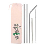 Kit 6 Em 1 - 4 Canudos De Inox + Escova + Ecobag