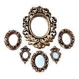 Kit 6 Espelhos Decorativos Vintage Provençal Ouro Velho