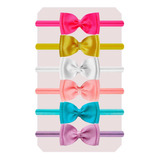 Kit 6 Faixas Cabelo Meia De Seda C/ Laço P/ Bebê - F0000 F4a