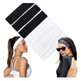Kit 6 Faixas Headband Anti Suor Cabelo Testa Preta E Branca