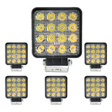 Kit 6 Farol De Led Quadrado 16 Led Bi-volt 10-30v 48w Branco