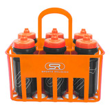 Kit 6 Garrafas Esportivas Automática + Cesta Porta Squeeze