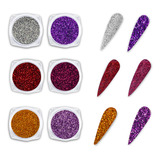 Kit 6 Glitters Finos Decoração De Unhas Manicure Multicolor
