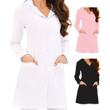 Kit 6 Jalecos Feminino Acinturado Oxford Longa Preto Branco