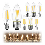Kit 6 Lâmpada Led Filamento Vela Âmbar Retrô Lustre