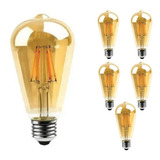 Kit 6 Lâmpada Pera Retrô 4w Decoração Luz Amarela Filamento
