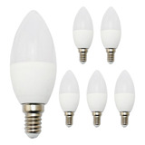 Kit 6 Lâmpadas Led Vela 7w Leitosa E14 Lustres Abajur Bf Bq