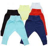 Kit 6 Mijão Calça Cós Alto Bebê Algodão Menino 06 Cores