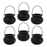 Kit 6 Mini Baldes Caldeirão Bruxa Festa Halloween Decoração