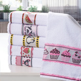 Kit 6 Pano Prato Copa Cozinha Toalha Felpa Branco Jacquard