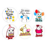 Kit 6 Papel Arroz Bento Cake Flork Aniversário 9cm Cada