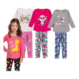 Kit 6 Peças Menina Meia Estação Inverno 3 Blusas + 3 Calças 