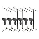 Kit 6 Pedestal Suporte De Microfone Tripé Girafa Estante Rmv
