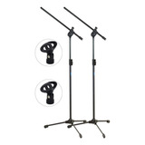 Kit 6 Pedestal Tripe P/ Microfone Ask Trava Rápida+ Cachimbo