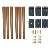 Kit 6 Pés Palito 45cm Mesa + Kit Montagem Parafuso Chapinha 