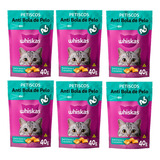 Kit 6 Petisco Whiskas Temptations Anti Bola De Pelo Gato 40g