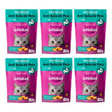 Kit 6 Petisco Whiskas Temptations Anti Bola De Pelo Gato 80g