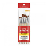 Kit 6 Pincéis Artesanato Pintura Ponta Fina E Chato