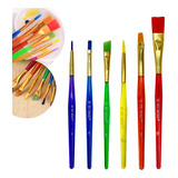 Kit 6 Pincéis Artístico Artesanato 3 Modelo Colorido Premium
