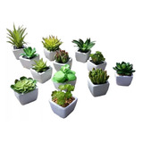 Kit 6 Plantas Mini Suculentas Artificiais Mais Vaso Ref. 201