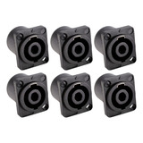 Kit 6 Plug Speakon Fêmea Painel Combo Speakon Ou P10 Hs2mp