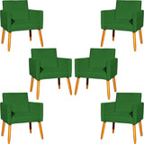 Kit 6 Poltronas Decorativas Nina Confortáveis Suede Preto Cor Verde Desenho Do Tecido Suede Liso