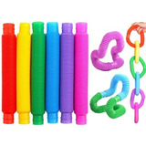 Kit 6 Poptube Fidget Toy Pop It Colorido Com Led Intantil