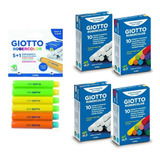 Kit 6 Porta Giz 2cx Giz Colorido 2cx Giz Branco C/10 Giotto