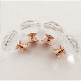 Kit 6 Puxadores Pegador Cristal 30mm Porta Gaveta Rose Gold