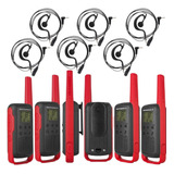 Kit 6 Radio Comunicador Motorola T210br +fone Ouvido Com Ptt