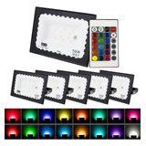 Kit 6 Refletor Led Holofote 50w Bivolt Rgb Colorido+controle