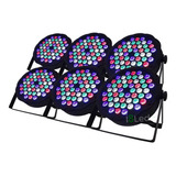 Kit 6 Refletor Par 64 Slim 54 Leds 3w Rgbw Dmx Strobo