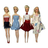 Kit 6 Roupinhas Luxo Para Barbie Vestidos Saia Macacão