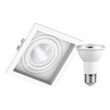 Kit 6 Spot Embutir Par20 Recuado Quadrado + Lampada Led 7w