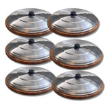 Kit 6 Suporte Bandeja P/ Cortar E Servir Pizza 35cm C/ Tampa