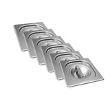 Kit 6 Tampas Cuba Gastronômica Inox Gn 1/6 Para Cozinha